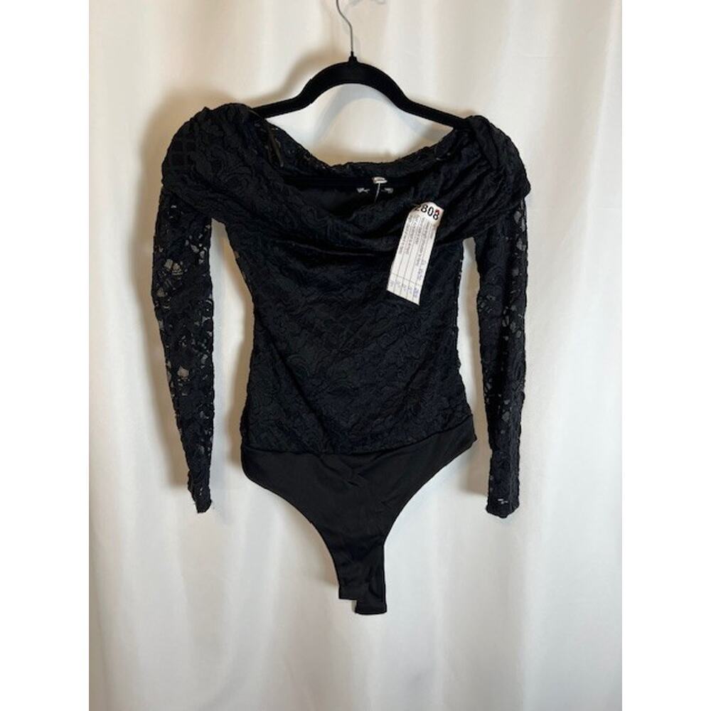 AFRM Long sleeve Lace Black Bodysuit Off Shoulder Size XS